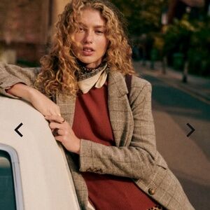 NWT Sézane Haby Jacket - Beige Check Print